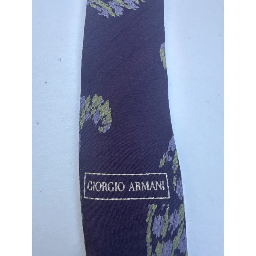 Giorgio Armani Cravatte Mens Silk‎ Tie Navy Blue Paisley Italy 58x3.75